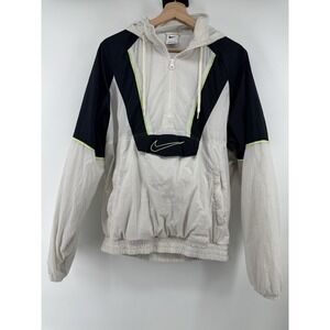 Nike Basketball woven panel half zip jacket in black and white Size Small